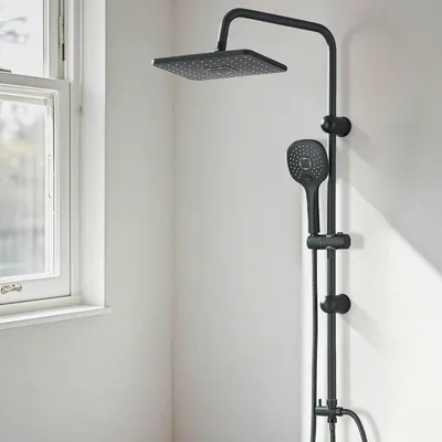 Produktbild von Duscharmatur Komplettset Regendusche mit Regendusche Duschkopf und Handbrause Dusche Komplett für BadzimmerHandbrause mit 3 Strahlarten Duschsystem ohne Armatur Schwarz