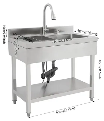 Immagine prodotto di Lavello da cucina - Lavello - Lavabo - Vasca - Lavandino - Autoportante - Acciaio inossidabile - 55x36 cm