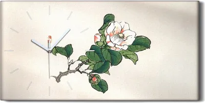 Produktbild von Wandbild Leinwand Bilder mit Uhr Geräuschlos 60x30 Malerei Asiatische Blumen - weiße Hände