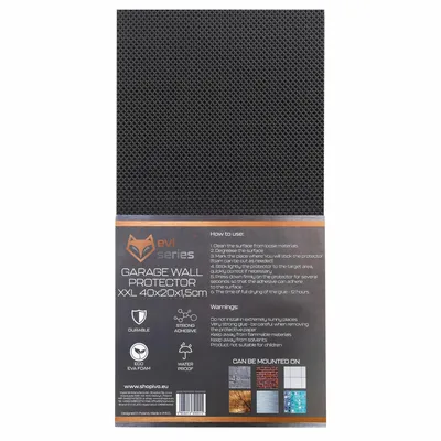 Produktbild von Garagen-Wandschutz selbstklebend 40x20x1,5 cm, Türkantenschutz aus EVA-Schaum, Waffelstruktur für Stoßdämpfung, EVI GARAGE, Schwarz