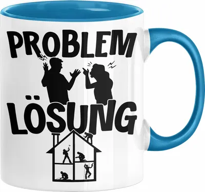 Produktbild von Handwerker Tasse Geschenk für Dachdecker Maler Männer Geschenkidee Problem und Lösung Handwerk Hausmeister (Blau)