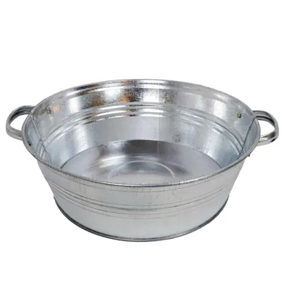 Produktbild von Zinkwanne 5 Liter rund – Wasserdichte Pflanzschale & Miniteich – Getränkekühler mit Griffen