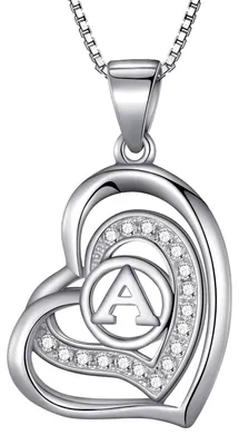 Produktbild von Morella® Damen Halskette Herz Buchstabe A 925 Silber rhodiniert mit Zirkoniasteinen weiß 46 cm