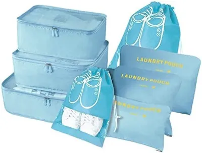 Produktbild von PolkaHome® Packing Cubes, 8-teilige multifunktionale Kofferorganizer, Reisezubehör für Koffer oder Reisetasche, mit Schuhbeutel