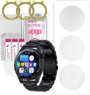 Produktbild von apgo 3 Stück Schutzfolie, klar, kompatibel mit Rubicon RNCE78 Smartwatch, Hydrogel Displayschutzfolie mit Positionierhilfe, Displayfolie, robust und kratzfest