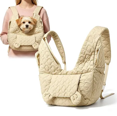 Hundetragetasche bis 10 kg, Khaki, Frontpack, verstellbar, Hands-free
