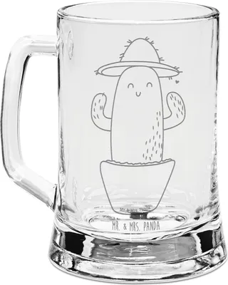 Produktbild von Mr. & Mrs. Panda Krug Kaktus Hut - Transparent - Geschenk, Seidel, Spruch, Bierhumpen, Motivation, Humpen, Bierkrug Mit Gravur, Reisetagebuch, Kakteen, Geschenkidee
