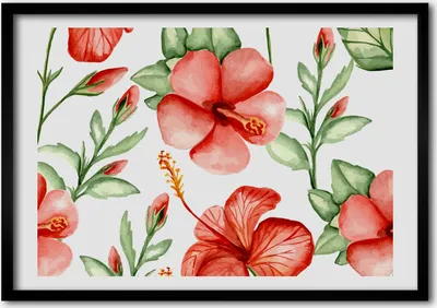 Produktbild von Bild - Bilder - Bilderrahmen - 70 cm x 50 cm - MDF-Rahmen, Wandkunst tropische Blumen
