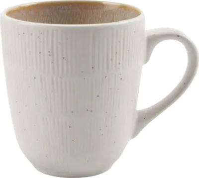 Produktbild von Kaffeetasse - 300 ml - Beige - Weiß - Steingut - mit linienförmiger Reliefprägung
