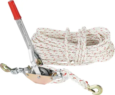 Immagine prodotto di SucceBuy verricello a cavo, forza di trazione 3/4 tonnellate (1.653 libbre), corda da 100 piedi x 0,6 pollici di diametro, 2 ganci, verricello a cavo da viaggio per carichi pesanti per spostare imbarcazioni, fissare oggetti, trasportare tronchi
