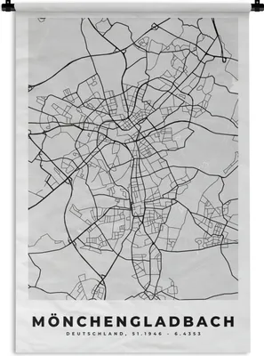 Produktbild von MuchoWow® Wandteppich Wandbehang Stadtplan - Deutschland - Karte - Mönchengaldbach 90x135 cm Tapisserie Dekoration Wandtuch - Baumwolle - Wandskulptur