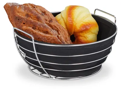 Brotkorb Metall mit Stoffeinsatz, rund, Ø 23 cm, schwarz