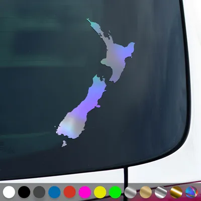 Produktbild von PantherPixel Neuseeland Aufkleber Umriss Kontur Reisen Kiwis Sticker Auto Geschenkidee Farbe Oilslick-Hologramm