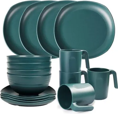 Zdjęcie produktu dla 16-częściowy zestaw plastikowych sztućców do jedzenia, lekki, kempingowy, nadający się do mikrofalówki, dla 4 osób