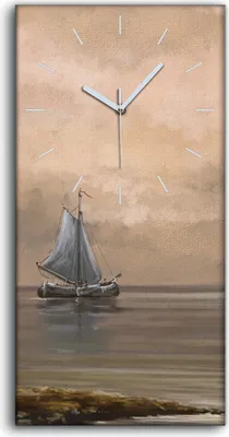 Produktbild von Leinwand Wanduhr Wandkunst Uhr 30x60 Meereslandschaft Fischer boote Schiffe - weiße Hände