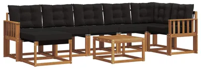 Produktbild von vidaXL Outdoor-Sofagarnitur mit Kissen 8 pcs Natürlich und Schwarz