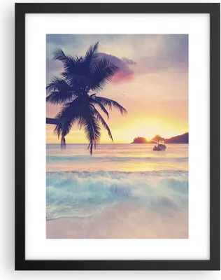 Produktbild von Gerahmtes Poster - Schwarzer Rahmen - Meer Strand Palme - 30x40 cm - Wand Bild - Wanddeko - Wandbilder - Kunstposter - Wandposter - Bilderrahmen - Bilder - Kunstdruck - Wandbild - P2BPA30x40-3992