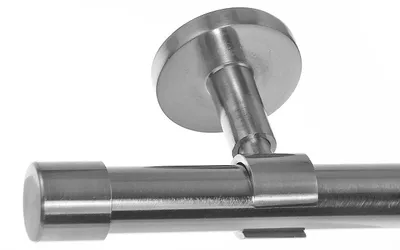 Produktbild von Edelstahl Look Gardinenstange 20mm Deckenträger 1-läufig Kappe, Länge wählbar D31 E30 R