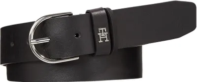 Image de Ceinture femme Tommy Hilfiger, modèle Essential Effortless, 3,5 cm de largeur, en cuir, couleur noire