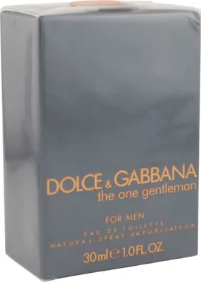 Dunkelgraue Verpackung des Dolce & Gabbana The One Gentleman Eau de Toilette mit goldfarbener Schrift und 30 ml Angabe.