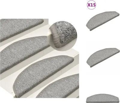 Produktbild von vidaXL Treppenmatten 15 Stk. Hellgrau 65x24x4 cm -  Stufenteppiche