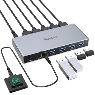 Obrázok produktu pre HDMI KVM prepínač, 1 monitor, 2 počítače, 4K @60Hz, USB 3.0