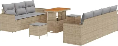 Image de Ensemble de canapé de jardin 10 pcs Beige polyrotin