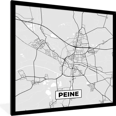 Produktbild von MuchoWow® Gerahmtes Poster Deutschland - Peine - Karte - Stadtplan - Wegbeschreibung 40x40 cm - Poster mit Schwarzem Bilderrahmen Wandposter Rahmen Foto Bilder - Mit Rahmen - Wanddekoration Schlafzimmer
