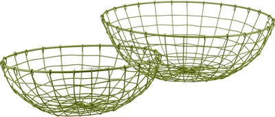 Produktbild von Metalldraht-Schalen 2er-Set Ø 40 & 33 cm – Obstkorb & Dekokorb. Grün