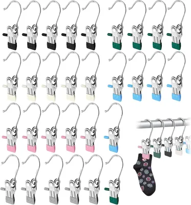 Obrázek produktu pro Nerezové sponky na prádlo, 30 kusů, rozměry 10,5 x 2,2 cm, s měkkým povrchem, vhodné pro domácnost i cestování