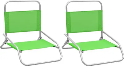Image de Chaises de plage pliables lot de 2 Vert Tissu