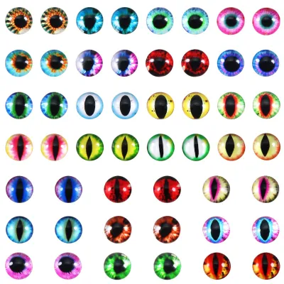 Productafbeelding van Veiligheidsogen - 100 stuks, glazen "drakenogen" cabochons - voor poppen en knutselwerkjes - 12 mm