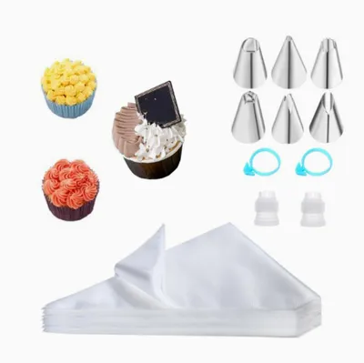 Produktbild von Spritzbeutel Set, Torten Zubehör Set mit Spritztüllen & Spritzbeutel Vielseitiges Backzubehör,Spritzbeutel mit Tüllen aus Edelstahl-2