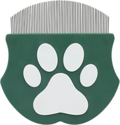 Produktbild von INF Mini Flohkamm für Hunde und Katzen, Gesichtspflegekamm, 1 Stück Dunkelgrün