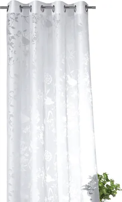 Produktbild von heimtexland ® Ösenschal Deko Vorhang Fensterdekoration Vogel Ausbrenner Gardine Typ699 Natur HxB 145 x 140 cm
