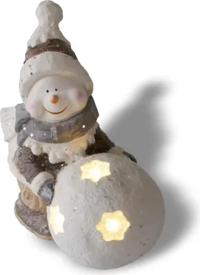 Produktbild von Weihnachtsdeko Schneemann mit LED beleuchteter Schneekugel, Leuchtfigur für Weihnachten