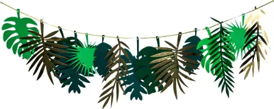 Image de Guirlande Feuilles tropicales Or Vert Carton 2 m - Taille unique
