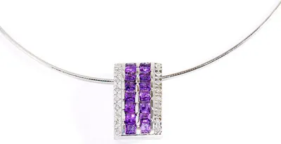 Produktbild von Anhänger - Gold 750 18K Diamanten 0,18ct Amethyste