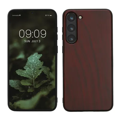 Zdjęcie produktu dla etui kwmobile kompatybilne z etui Samsung Galaxy S23 Plus - drewniane etui - odporny na wstrząsy pokrowiec na telefon komórkowy - etui na telefon komórkowy TPU w kolorze ciemnoczerwonym