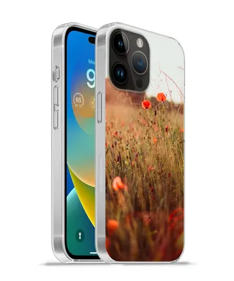 Produktbild von MuchoWow® Handyhülle Schutzhülle Hülle für Apple iPhone 14 Pro Max Sonnenuntergang - Blumen - Rot Silikon Softcase Handy Hülle - Hardcover