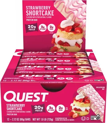 Produktbild von Quest Nutrition Quest Bars (12x60g) Strawberry Shortcake - Riegel - Protein-Riegel