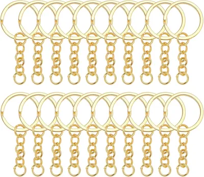 Produktbild von Schlüsselanhänger 100 Stück, 25 mm, goldfarben, Metall, für Basteln