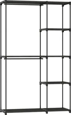 Obrázek produktu pro Šatní skříň s věšákovou tyčí a policemi, 111x43x185 cm, černá