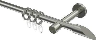 Produktbild von Interdeco Gardinenstange / Vorhangstange Edelstahl-Optik, Typ Sinux Santoni (Schräge), 16 mm Ø 1-läufig, 260 cm