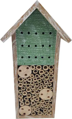 Immagine prodotto di Albergo per insetti in legno/bambù marrone/verde 15x30x13 cm