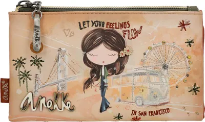Immagine prodotto di Anekke portafoglio Peace & Love flexible RFID Wallet Camel multicolore