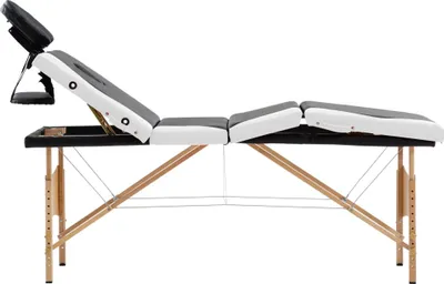 Produktbild von vidaXL Massageliege Klappbar 4-Zonen mit Holzgestell Schwarz und Weiß