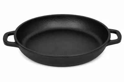 Image de MAYSTERNYA Poêle à griller en fonte - ø 34 x 4 cm - Accessoires BBQ - Cuisine d'extérieur - BBQ - Rôtissage - Moule à four - Cadeau BBQ - Cadeau - Noir