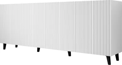 Produktbild von MIRJAN24 Kommode Pafos 200, Stilvoll Highboard mit 4 Türen, Modern Wohnzimmer Sideboard (Farbe: Weiß / Schwarz Füße)