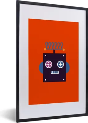 Produktbild von MuchoWow® MuchoWow® Gerahmtes Poster Roboter - Rot - Gesicht - Formen - Jungen - Kinder 40x60 cm - Poster mit zchwarzem Bilderrahmen - Poster in Rahmen